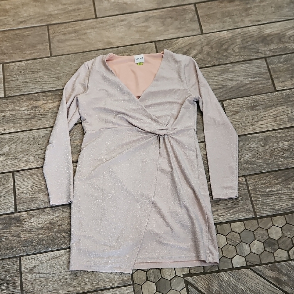 Serra Shimmering Pink Long Sleeve Dress
